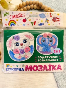 Стікерна мозаїка Слоник та Зайчик