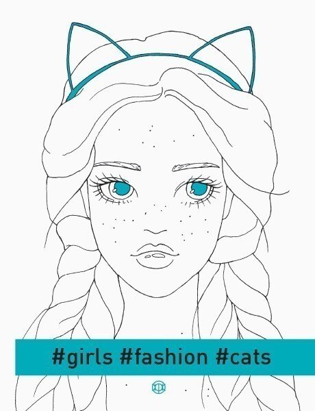Girls. Fashion. Cats. Фешн-розмальовка