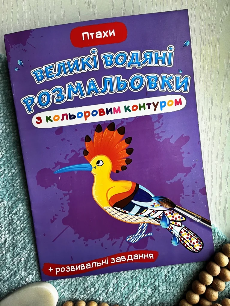 Великі водяні розмальовки з кольоровим контуром Птахи — обкладинка книги