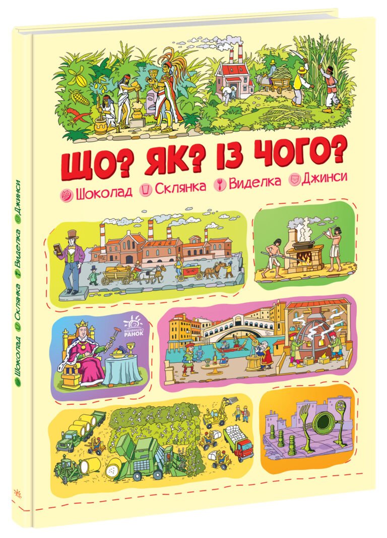 Шоколад, склянка, виделка, джинси – Меламед – Що? Як? Із чого? – Ранок — обкладинка книги