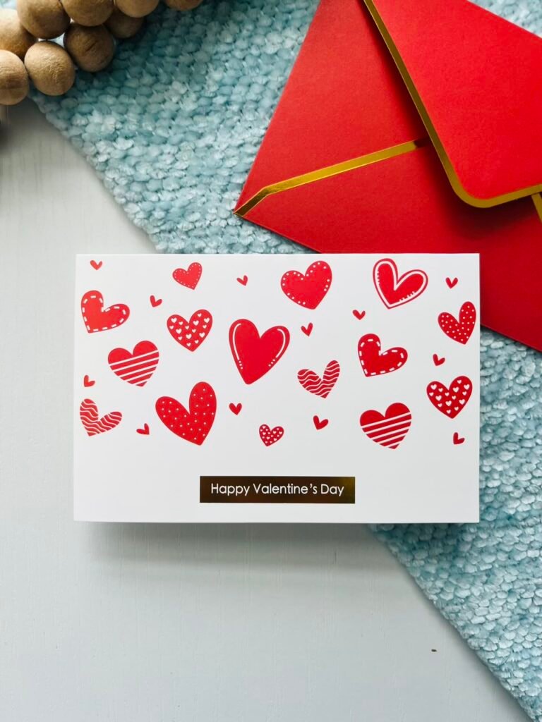 Листівка Happy Valentine`s Day (Біла з сердечками) + конверт — обкладинка книги